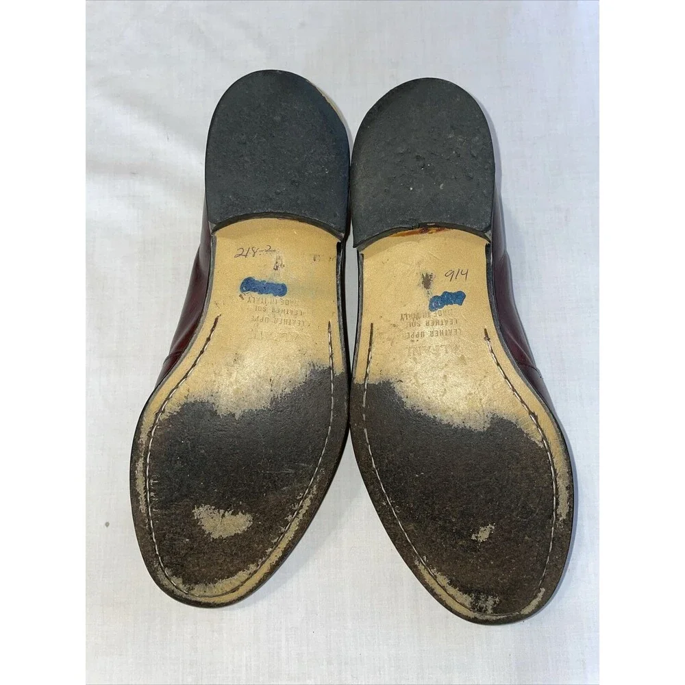 Alfani Italy Dress Loafers Men’s Size 11 W Brown Leather Tassels Block Heels